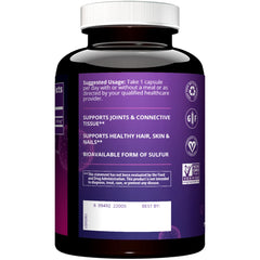 MRM MSM 1000mg pack of 2 bottles indicates 120 servings for ongoing routines