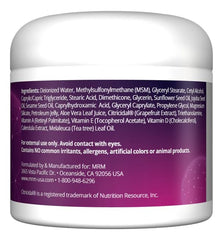 MRM MSM Cream jar showing rich formula for texture and scar appearance