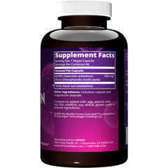 MRM Quercetin bottle open showing QU995 purity label