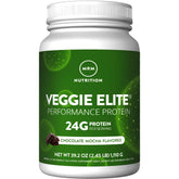 MRM Veggie Elite bottle pouring chocolate mocha shake after training for post-workout refreshment.