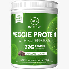 MRM Veggie Protein with Superfoods vanilla bottle front for vegan post-workout nutrition.
