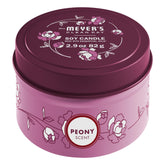 Mrs. Meyer's Clean Day soy tin candle peony in vibrant bloom fragrance.