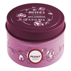 Mrs. Meyer's Clean Day soy tin candle peony in vibrant bloom fragrance.