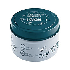 Close-up of Snowdrop wax and label on the Mrs Meyer's candle.