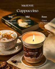 MSENSE Cappuccino Candle 7oz fits desks for personal fragrance.