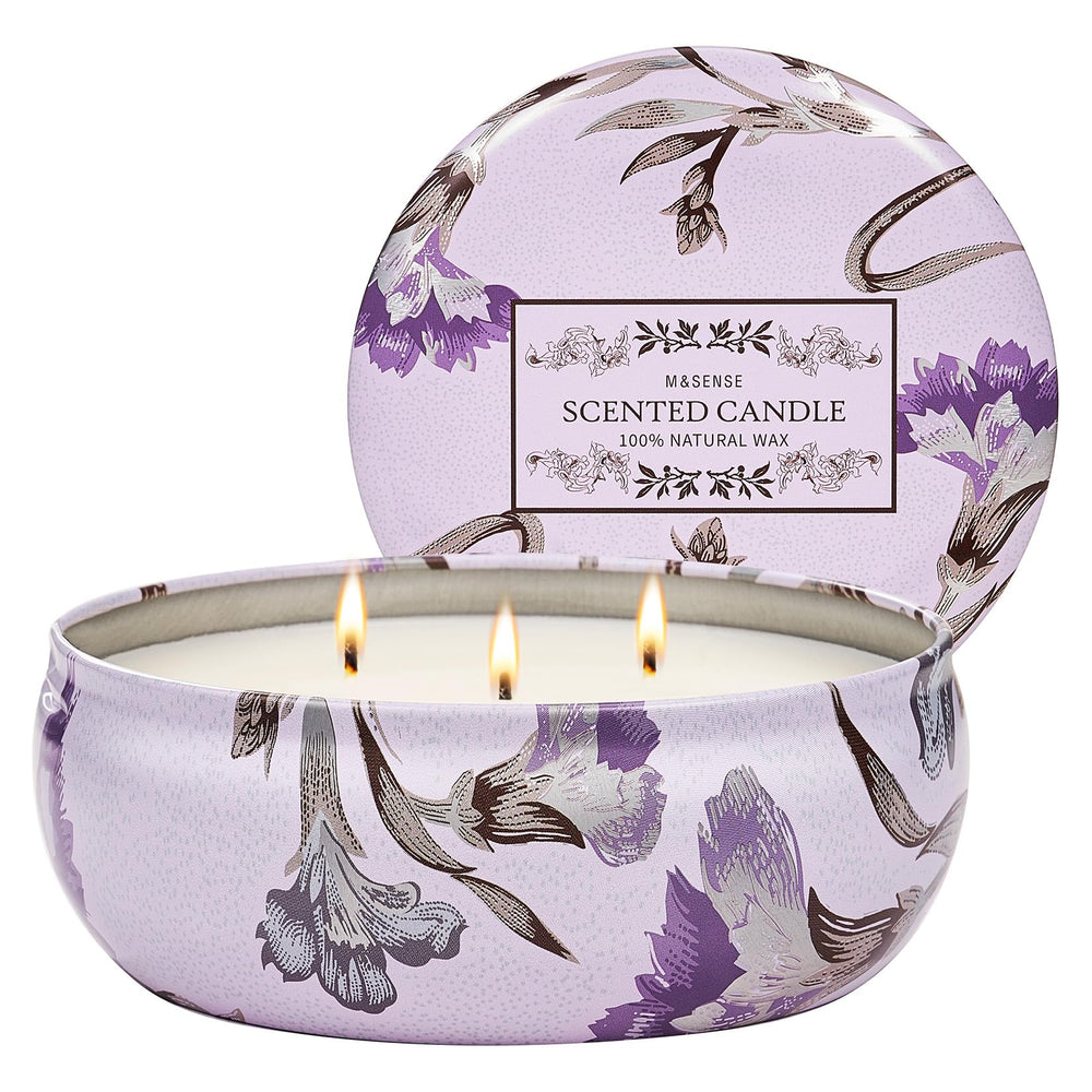 M&SENSE citrus berry candle with a 3-wick tin provides strong scent for living spaces.