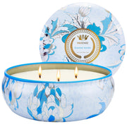 M&SENSE Clean Cotton 3-wick tin candle delivers strong fragrance for larger rooms.