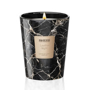 M&SENSE Leather Night Scented Soy Candle in a jar adds cozy ambiance