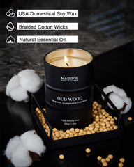 M&SENSE Sandwood candle packaging emphasizes sustainable, recyclable materials.