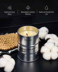 MSENSE scented candle Citronella Eucalyptus medium jar – lit glow creates inviting warmth and fragrance ambiance