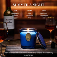 Msense Summer Night Blue candle wax closeup highlighting smooth soy blend for clean burn.