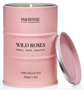 M&SENSE Wild Rose candle wax close-up showing natural blend for a clean burn.