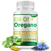 MSLOTAL oil of oregano with black seed oil softgels in bottle for immune support