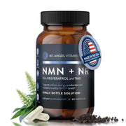 Mt. Angel Vitamins NMN NR bottle front view supporting daily energy