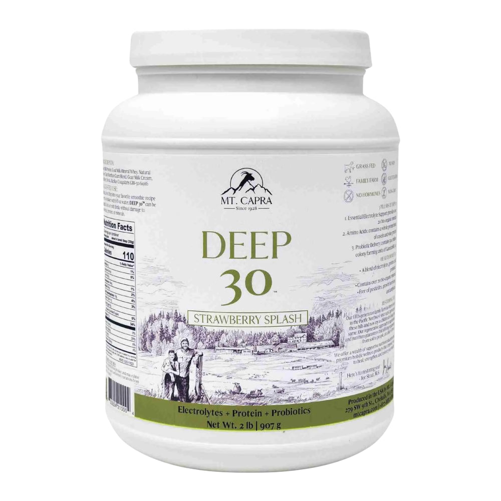 Mt. Capra Deep 30 tub with strawberry splash, ideal for a convenient daily meal replacement.