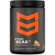 MTN OPS BCAA powder peach mango tub for sugar-free hydration and recovery.