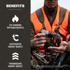 MTN OPS Blaze label detail emphasizing thermogenic blend and caffeine