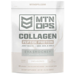 MTN OPS Collagen Peptide bottle highlights daily beauty and joint support.