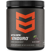 MTN OPS Enduro bottle pour showing stimulant-free pre-workout for steady endurance during training.