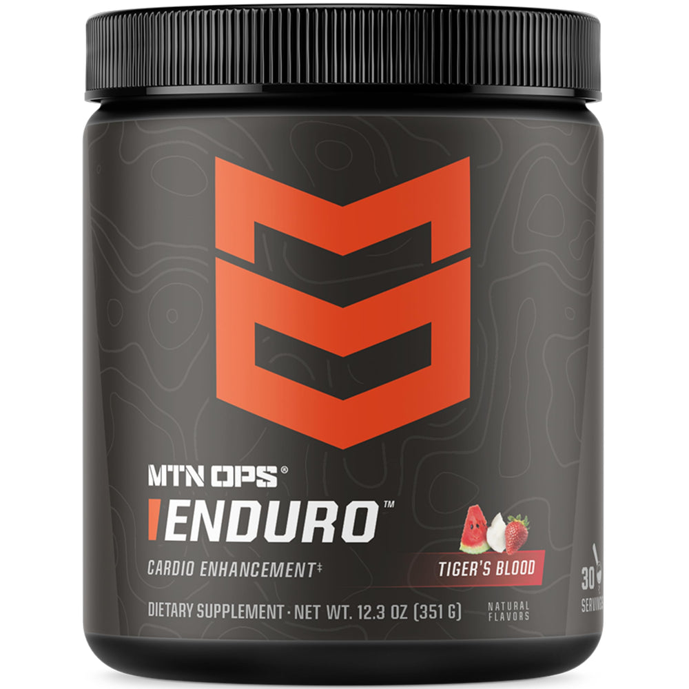 MTN OPS Enduro bottle pour with Tiger's Blood flavor during workout