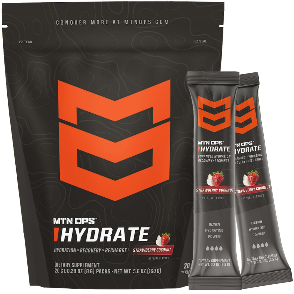 MTN OPS Hydrate strawberry coconut packet for quick on-the-go hydration