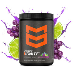 MTN OPS Ignite scoop beside glass shows easy mix and focus boost