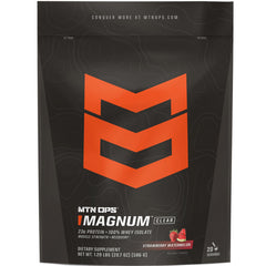 MTN OPS Magnum Clear Whey Strawberry Watermelon shake in a glass after workout