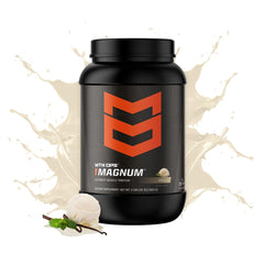 MTN OPS Magnum Vanilla scoop in hand ready for a post-workout shake.