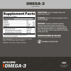 MTN OPS Omega-3 softgel bottle pouring for easy daily intake.