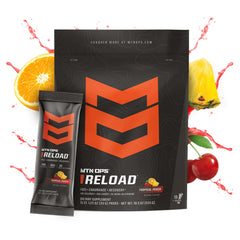 Reload powder being poured tropical punch to mix in bottle