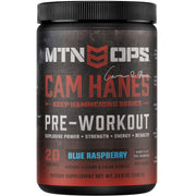 MTN OPS YETI blue raspberry tub for a pre-workout energy boost.