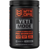 MTN OPS Yeti Mode pink lemonade powder tub showing bold flavor and energy for workouts