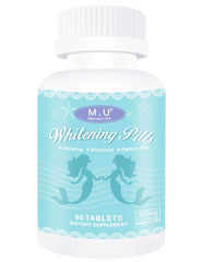 M.U Magic Whitening Pills bottle front for daily skin support and clarity.