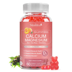 Mulittea bottle of calcium gummies for easy daily bone support.