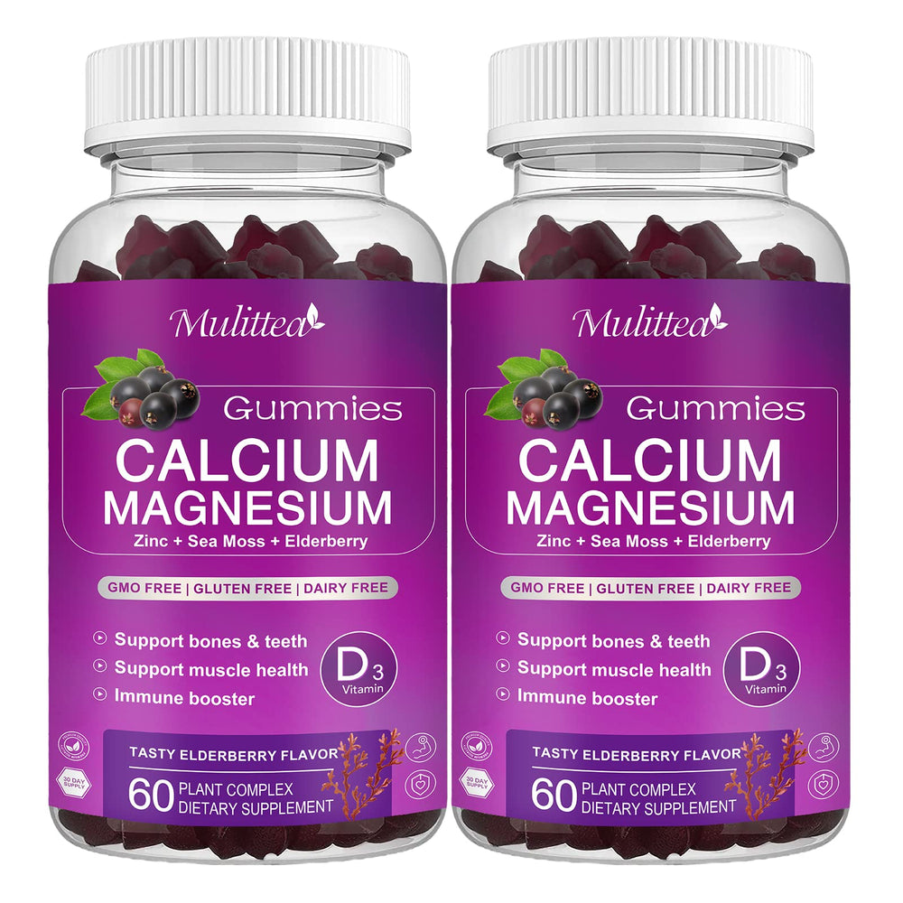 Mulittea calcium magnesium zinc gummies bottle supports bone health and daily wellness