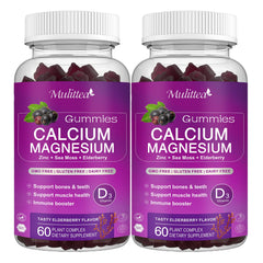 Mulittea calcium magnesium zinc gummies bottle supports bone health and daily wellness