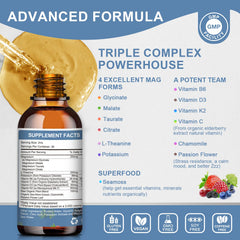Mulittea magnesium glycinate liquid drop pour shows easy on-the-go dosing for calm