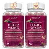 Mulittea Vitamin D3 K2 bottle front showing bone-support formula in vegan gummies