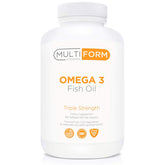 Multiform Omega-3 burpless softgel bottle, easy to swallow for daily omega-3 intake.