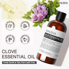 MUNUSNA Clove essential oil in a diffuser setup for warm room ambiance.
