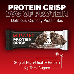 Musashi Protein Crisp Bar close-up highlights crispy texture and milk chocolate