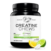 Muscle Feast Creatine Chewables bottle front for convenient daily supplementation