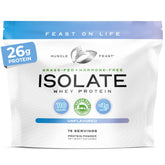Muscle Feast grass-fed whey isolate pour shows smooth texture for shakes
