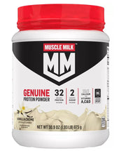 Muscle Milk Lean Muscle Vanilla Creme tub offers creamy protein for post-workout fueling.