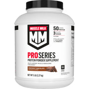 Muscle Milk Pro Series Knockout Chocolate canister front, high-protein for workouts.