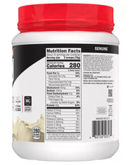 Muscle Milk Vanilla Creme nutrition label highlights protein option for anytime snack.