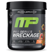 Muscle Pharm Pro Series WRECKAGE can front view highlighting peach ring flavor for clean energy