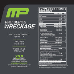 Muscle Pharm Pro Series WRECKAGE scoop pouring into glass shows quick mixability