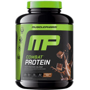 MusclePharm Combat Protein Powder bottle shows chocolate milk flavor for post-workout fueling.