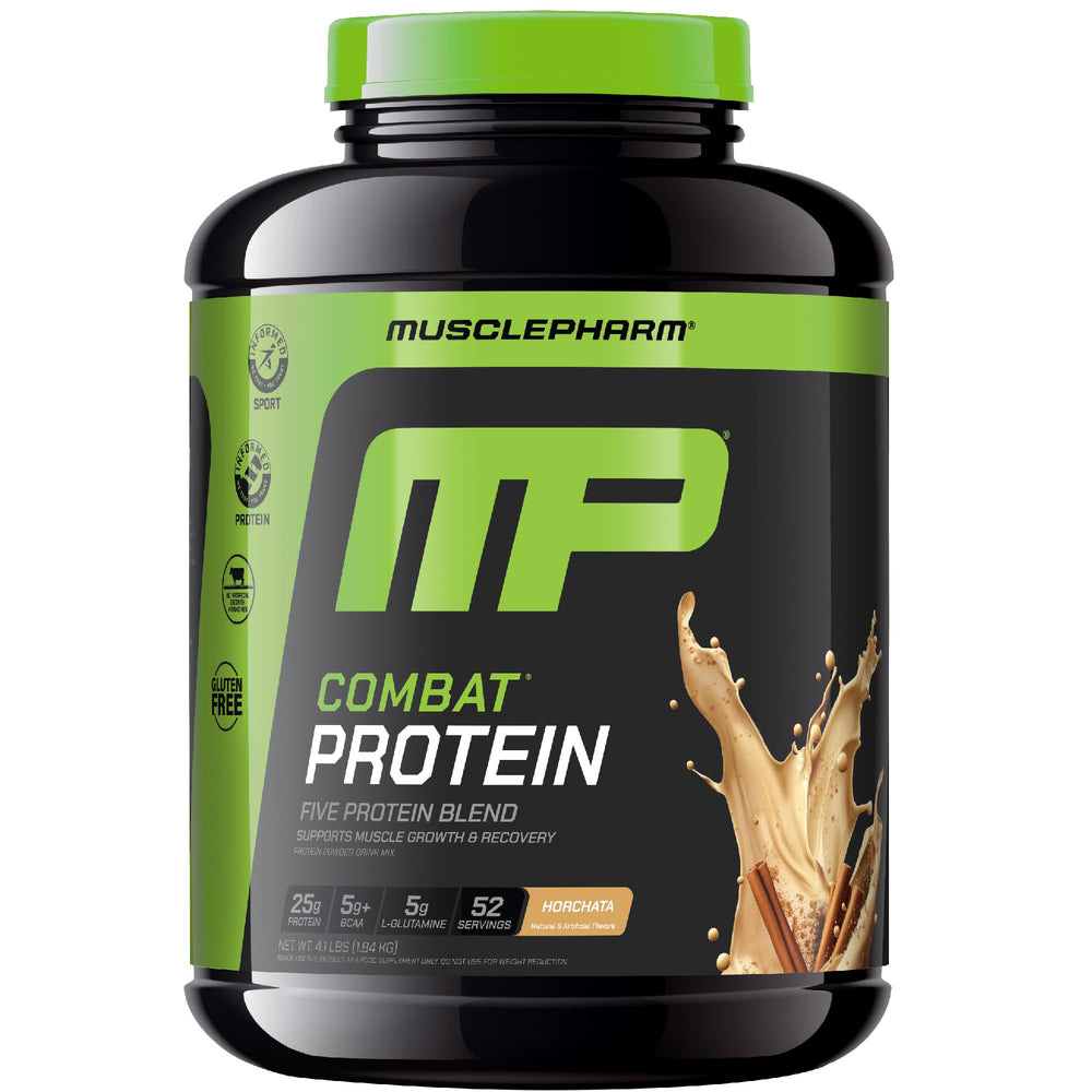 MusclePharm Combat Horchata bottle ready for a post-workout shake.